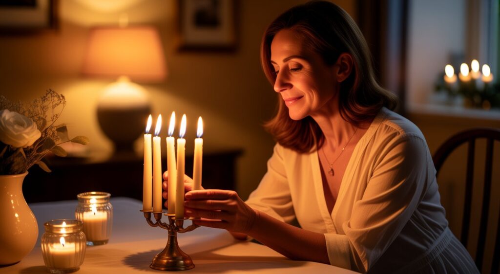 Woman lighting Shabbat candles, Shabbat-observant rehab for Jewish women in Florida