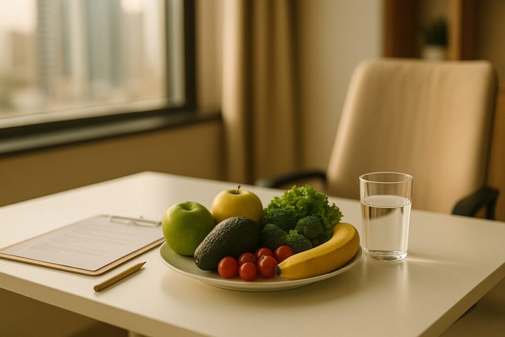 Healthy food on a table for nutrition and wellness support