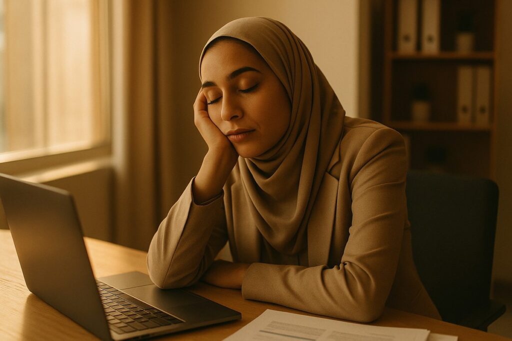 Professional woman resting for a quiet moment
