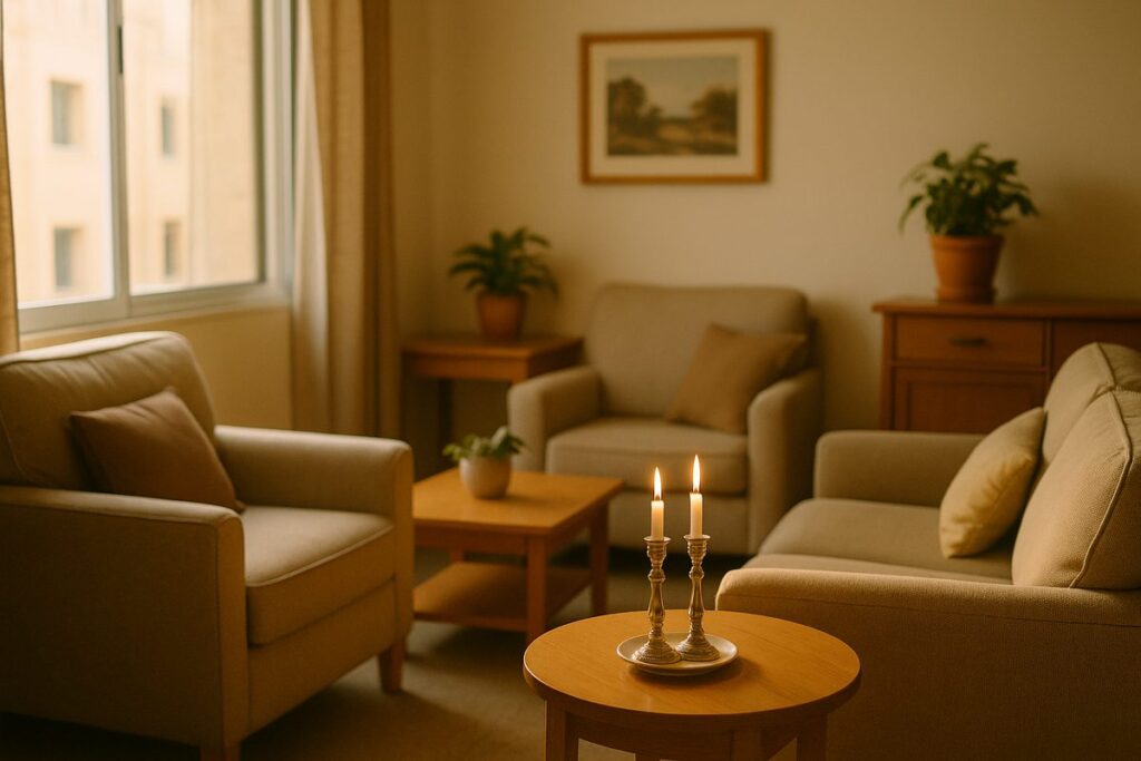Cozy supportive-living home common room