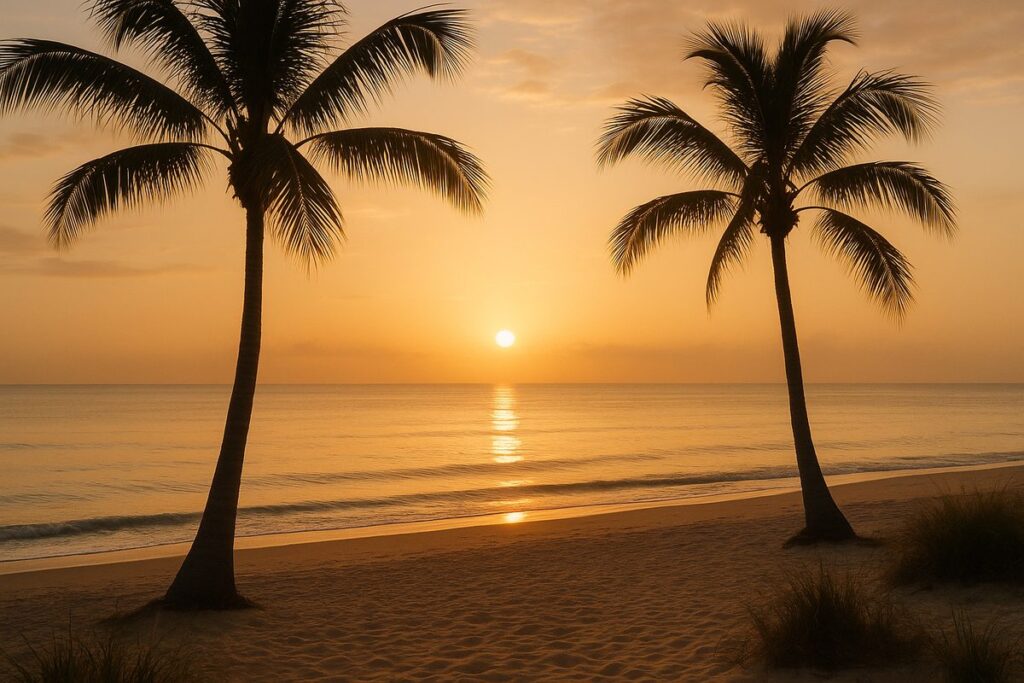 Hopeful sunrise over a calm South Florida beach